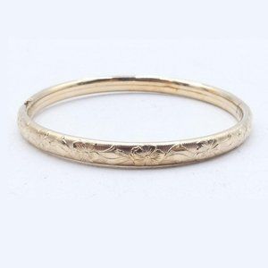 1/20 14K Gold Filled Kiddie Kraft Floral Pattern 2" Bracelet 6.06g